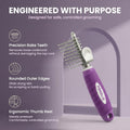 Poodle Dematting Fur Rake Comb Brush for Dogs and Cats - Long 2.5" Steel Safety Blades Metal Comb for Detangling Matted or Knotted Undercoat Hair