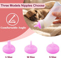 Puppies Nursing Nipple with Syringe, Wide Mouth Angled Kittens Feeding Bottles, with Ventilation Valve Resistant Tearing