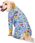 Dog Surgery Recovery Suit Female Male for Dogs After Surgery Medium Large Dogs Onesie Dog Pajamas Pjs Clothes (Blue Cart