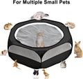Small Animals Playpen with Top Zippered Cover Pet Yard Fence Black