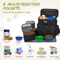 Dog Travel Bag Airline Approved–Pet Travel Tote with Collapsible Bowls,Food Containers & Feeding Mat–Multi-Pocket Organi