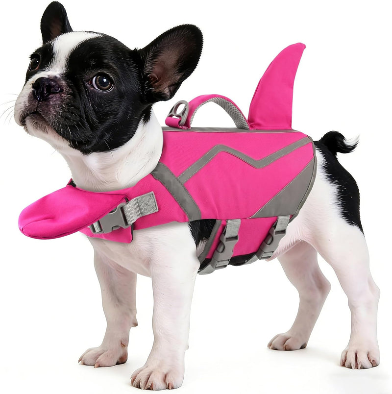 Petglad Shark Dog Life Jacket with Chin Float for Swimming, Pink, XS