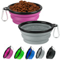Collapsible Dog Bowl 2 Pack, Dog Water Bowls for Travels, Portable Foldable Pet Bowls Feeding Watering Dish for Parking Walking Camping with 2 Carabiners Clip (12oz, Small, Grey+Purple)