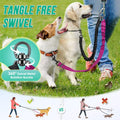 AUTOWT Two Dog Lead, 2 in 1 Upgraded Double Dog Leash Attachment Combine Adjustable Strap and Shock Absorbing Bungee No 