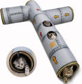 Cat Tunnel with Faux Metal Pipe Print,4-Way Tube for Large Cats, Kittens
