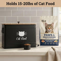 Cat Food Storage Container with Scoop - 15 lb (50 Cup) Capacity Metal Cat Food Container with Airtight Bamboo Lid & Metal Scoop - Airtight Pet Food Storage Containers - 15 lb Treats & Kibble Container