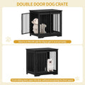 Hzuaneri 27.2" Dog Crate Furniture with Barn Door, Heavy Duty Dog Kennel Indoor with 2 Doors, Wooden Pet Cage End Table for Small Medium Dogs up to 22 lb, Anti-Chew Anti-Escape, Black DFC84304B