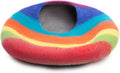 Woolygon Premium Felt Cat Cave Bed – Wool Kitty Beds Handcrafted Kitten Caves Bed for Indoor Cats - Made from Merino Wool, Foldable Cat Hideaway Covered Cat House Pod (Rainbow Twist)