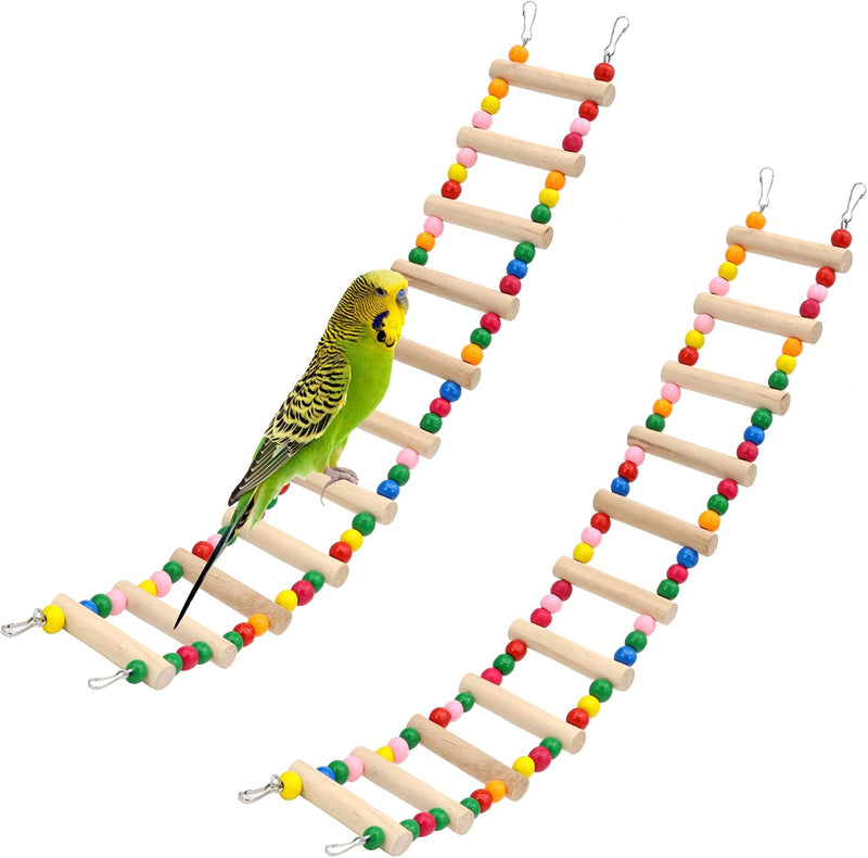11-Step Bird Ladder Bridge,21.26 x 3.15 inch Raw Wood and Edible Dye