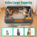 OROLEY 2PACK Stainless Steel Litter Box with High Sides Lid, Extra Large XXXL Litter Box for Big Cats, Metal Kitty Litter Boxes with Anti-Leakage Enclosure,Non-Stick