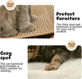 GreenPetopia Cat Hammock Bed, Wooden Elevated Cat Beds with Natural Sisal Scratching Mat, Cats Scratcher Bed with Removable Soft Cushion, Cats Scratching Beds with Wood Frames, 22" L x 17.7" W