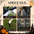 Land Guard 236'' Big Spider Web Halloween Decor+70'' Huge Spider for Roof with Triangular Big Web for on House Outside a