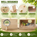 Rypet Parakeet Nesting Box Transparent Design, Thwartwise Bird Nest Breeding Box with Perch Wood Bird Cage House for Cockatiel Lovebirds Budgie Finch Parrotlets Canary S