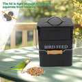 Brabtod Bird Seed Storage Container Airtight,5~6LB Metal Bird Food Container with Scoop,Wild Birds Feed Tin for Storing Sunflower Seed-Ideal for Outdoor or Indoor-Squirrel proof -Black