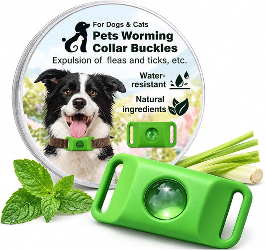 Natural Flea and Tick Repellent Buckle for Dogs, Dog Flea & Tick Control Pendant Tag, Water-Resistant Silicone Buckle wi