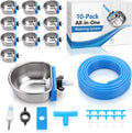 Potchen 10 Pack Rabbit Waterer Bowl, Stainless Steel Auto Chew Proof Cage