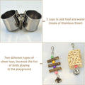 LIMIO Natural Wood Bird Toys Playground, Bird Cage Accessories, Bird Perches, with Removable Tray and 2 Stainless Steel Cups