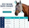 Horse Fly Mask with Ears - UV Protection Fine Mesh Super Comfort Fly Masks for Horses, Adjustable Breathability Horses M