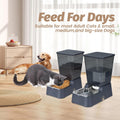 Leefele Automatic 5.4L/1.4Gal Pet Waterer, Automatic Dog Water Dispenser Gravity Stainless Steel Water Feeder, Large Capacity Feeding Bowls for Cats and Medium & Large-Sized Dogs (Black, Food+Water)
