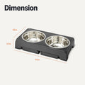Amazon Basics Elevated Dog Bowls Stand, Height Adjustable Raised Pet Feeder Dish Station with Non-Slip Base, Stainless Steel Bowls, 17.3 x 9.4 x 12 in, Black