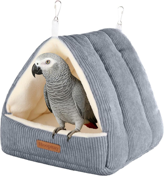 Large Winter Warm Bird House and Bird Bed for Cage with Soft Plush Hanging Hammock & Hut Tent, Hideaway Sleeping Nest fo