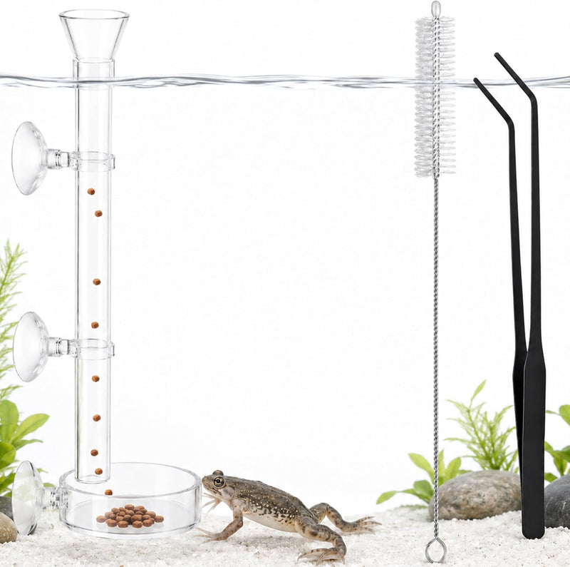 African Dwarf Frog Feeding Dish Feeder Kit with Tube, Tongs and Brush