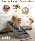 Split Ottoman Dog Ramp for Bed and Couch, 21.06" H Non Slip Dog Stairs for Small Medium Large Dogs Cats Puppies Joint Support, 2 in 1 Foldable Wooden Pet Steps for Senior/Injured Dogs, Space Saving