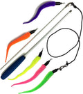 Pet Fit For Life Cat Wand Toy, 5-Piece Worm Teaser & Exerciser