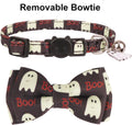 ADOGGYGO Halloween Cat Collar Breakaway, Pumpkin Ghost Cat Bowtie Collar