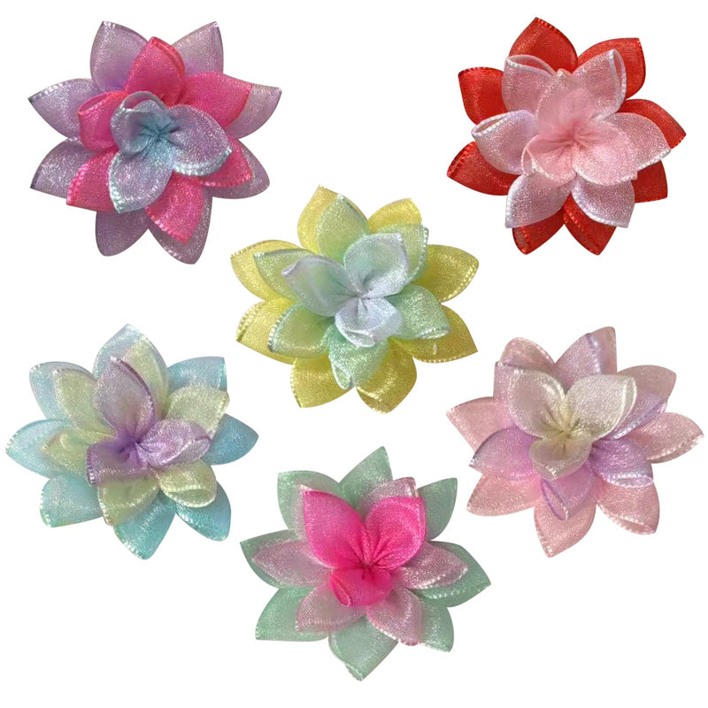 UBQUBQ Dog Collar Flowers Accessories, 6 Pack Flower Charms for Dog & Cat Collars, Elastic Slide-On Decorative Flowers for Pet Collars