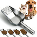 Mity rain Dog Food Scoop Stainless Steel with Long Handle, Precise Dog Food Measuring Cup 1, 3/4, 1/2, 1/4 Cup, Pet Scoop for Dogs, Cats, Rabbits, Animals, Metal Spoon for Dog Food Storage