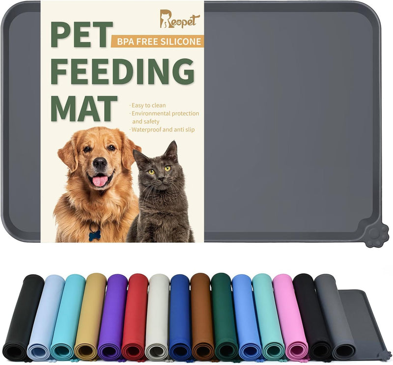 Reopet Waterproof Pet Feeding Mat, Non-Slip Silicone Placemats for Dog Cat Food and Water Bowl, High Raised Edges to Prevent Spills and Protect Floors