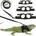 3 Pack Bearded Dragon Harness Leash Set, Adjustable Soft Leather Lizard Harness with Traction Rope, Reptile Training Wal
