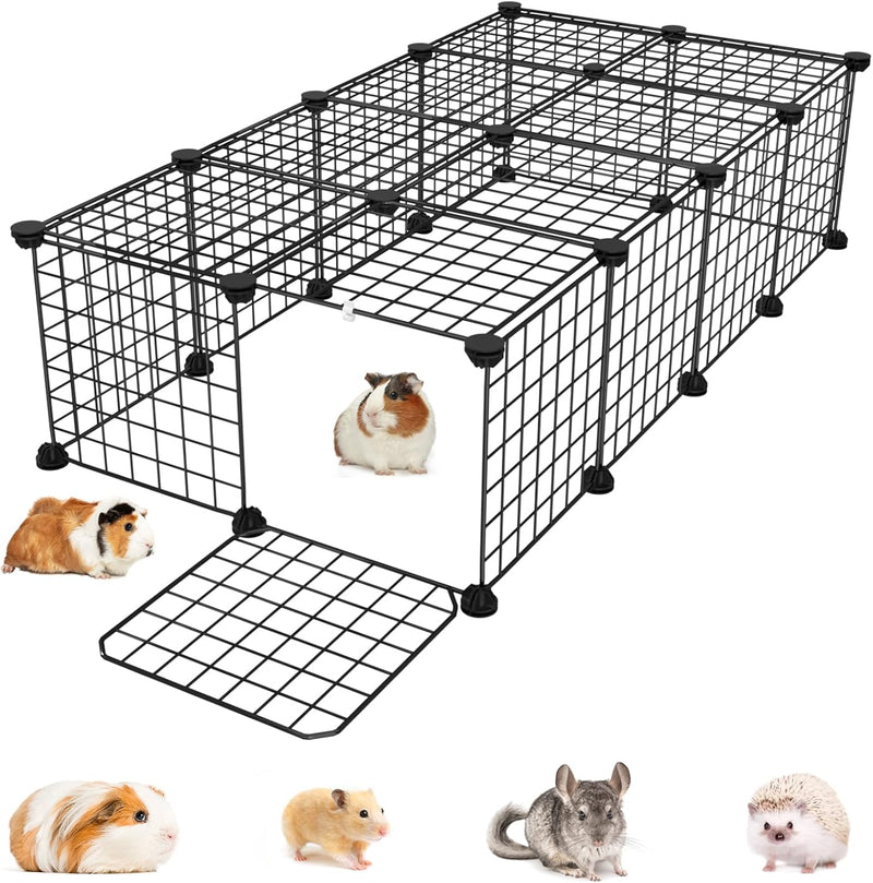 Guinea Pig Cages with Door and Top, 49.2x24.6x12.2inch Small Animal Cage, 20pcs Metal Grid Panels Small Animal Playpen, 