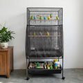 Falzqq Large Bird Cage Cover Bird Cage Seed Catcher 118 x 31 Inches Adjustable Elastic Band Mesh Birdcage Cover Net Skirt for Parrot Parakeet Macaw African Cages (Black)
