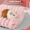 Guinea Pig Couch - Fluffy Small Pet Sofa with with Two Removable Washable Covers, Guinea Pig Bed with Stuffed Arms and B