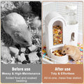 2 in 1 Hamster Feeder, Water Bottle Stand with Food Bowl, Automatic Water Bottle No Drip and Food Dispenser, Food & Wate