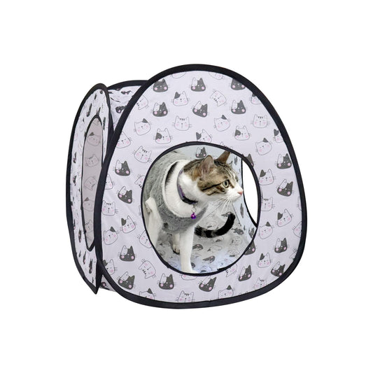 Andiker Cat Pop Up Tent, 3 Holes Safe and Strong Cute Cats Tunnel Collapsible Easy to Carry Cat House for Indoor Cats Kittens Hiding Playing Training Sleeping (Tent Black)