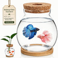 POPETPOP Desktop Glass Fish Bowl - Round Small Fish Tank