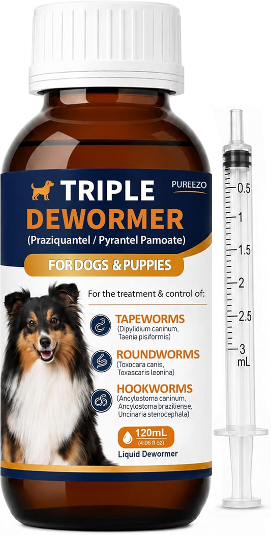 Dog Dewormer Liquid for Dogs and Puppies, Wormer for Tapeworms, Roundworms & Hookworm