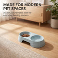 2Pcs Pet Food and Water Bowl, Double Feeding Bowls, Small Grey, for Cats and Small Dogs, Portable Pet Accessories