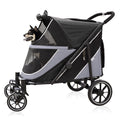 Dog Stroller for Medium/Large Dogs One-Click Folding, Extra Large Pet Stroller for 2 Dogs with Storage Pocket & Shock Absorption, Up to 130 lbs, Grey