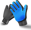 STARROAD-TIM Pet Grooming Glove Hair Remover Brush Gentle Deshedding Efficient Pet Mitt Pet Massage Gloves Left & Right Hand Draw Dogs Cats Horses Long Short Fur (1Pair Left & Right Hand (Blue))
