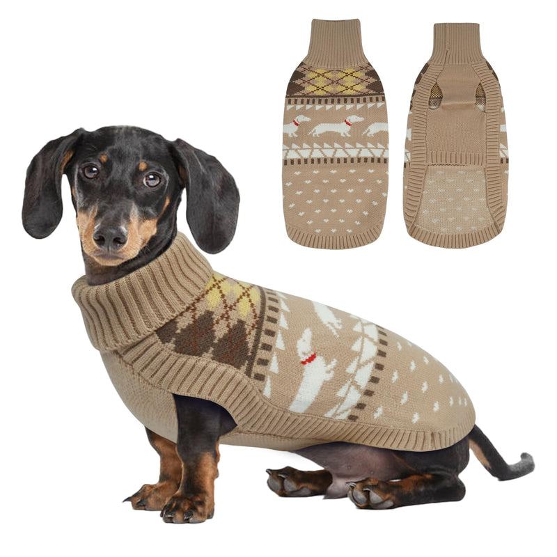 Lelepet Dachshund Sweater, Turtleneck Dog Sweaters for Small Dogs, Warm Pullover Knitted Pet Coat, Cold Weather Dachshund Clothes, Fall/Winter Cozy Outfit (XS-XL)