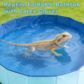 Gxsdj Bearded Dragon Foldable Bath Pool, Lizard Bathtub with Soft Brush, Collapsible Reptile Swimming Pool, Bearded Dragon Accessories with Rubber Gloves for Puppy Dogs Cats
