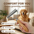 PAWSHOLIC Undercoat Rake for Dogs - Professional Pet Shedding Dematting Comb with Wood Handle, Stainless Steel Blades for Pet Cats Dogs Matted Hair Tangles Removing