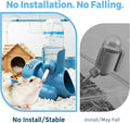 VANNON 3-in-1 Hamster Water Bottle with Food Bowl & Hideout Base, Blue