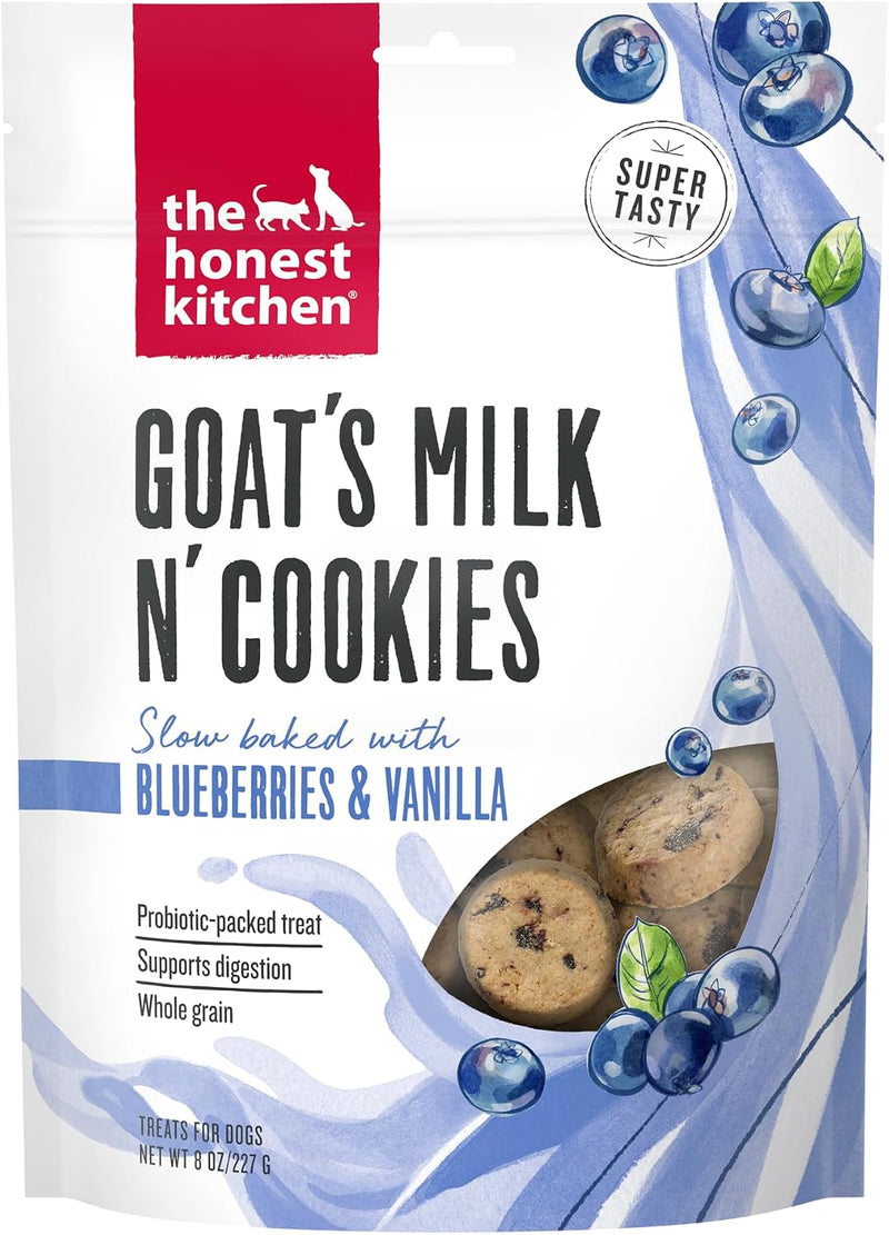 The Honest Kitchen Whole Grain Goat’s Milk N’ Cookies Dog Treats, Blueberry & Vanilla Recipe, Training Treats for Dogs, 