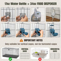 Automatic Pet Food Water Dispenser, Auto Gravity Pet Feeder Water Bottle Set for Crate Cage for Puppy Cat Rabbit Guinea 