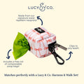 Lucy & Co. Ballet Bows Everyday Dog Poop Bag Holder - Leak Proof Dispenser - Hygienic Pet Waste Pickup - Purple Coral Fl